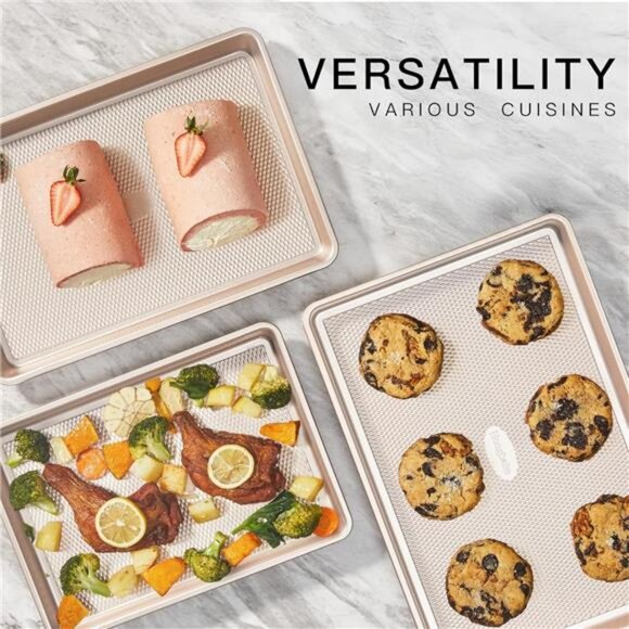 Baking Sheet Pan Set,Cookie Sheets for Oven,Nonstick Half/QuarterJelly Roll Pans - Picture 2 of 7